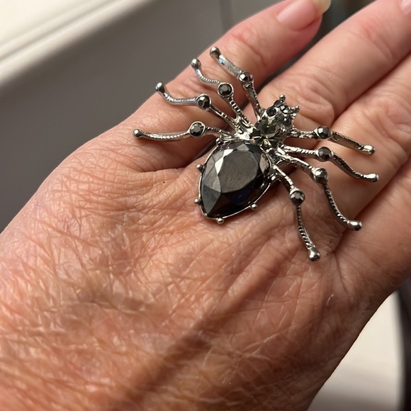 Vintage Black Widow Spider Rhinestone Adjustable Ring - Picture 5 of 5